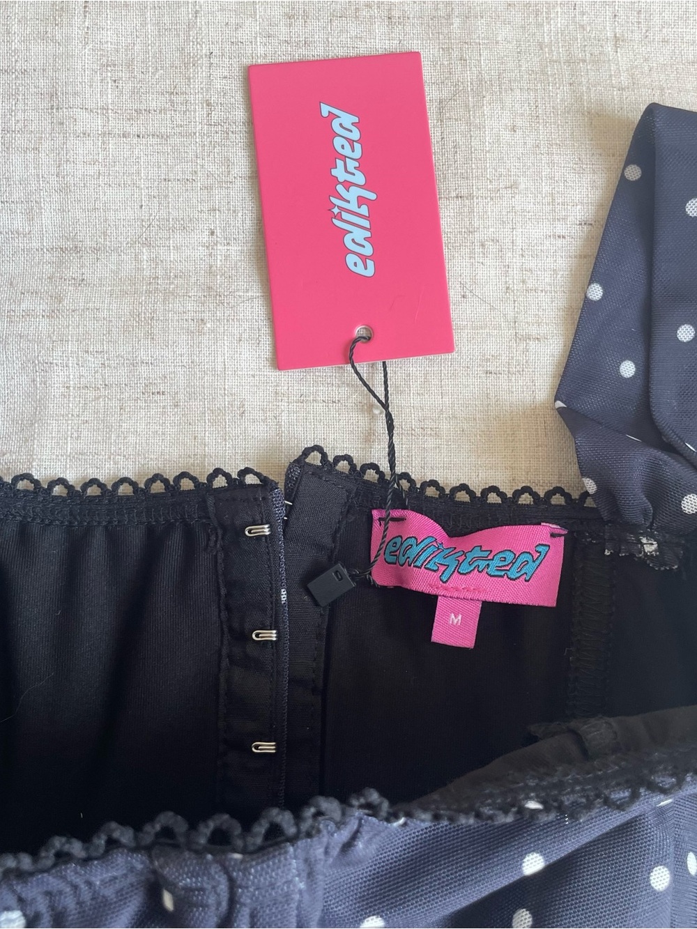 Edikted Polka Dot Bustier Tank Top - Navy - Picture 3 of 6